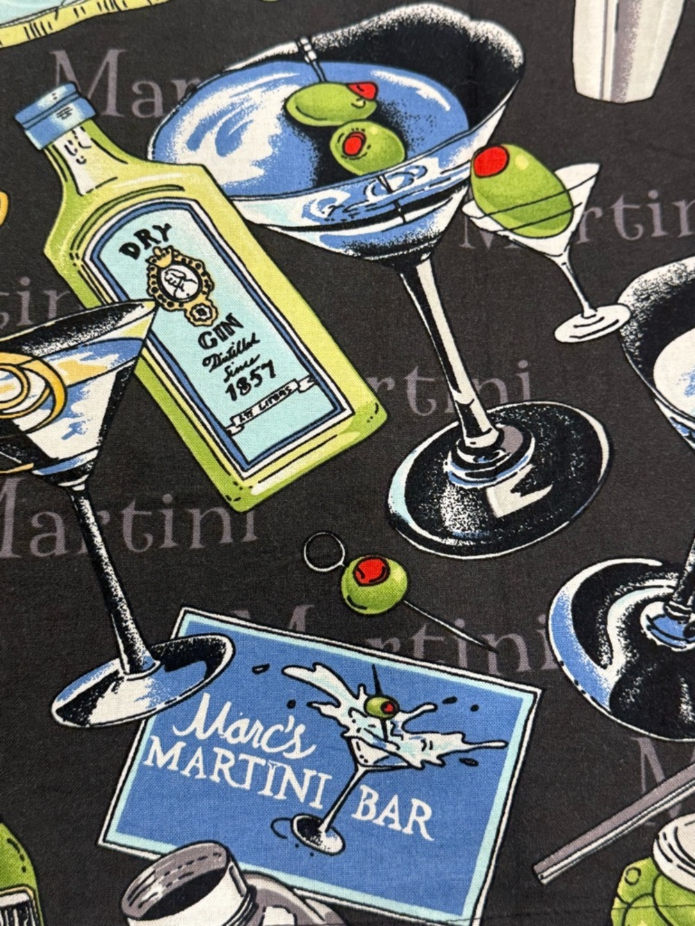 David Carey Martini Graphic‎ Shirt Men's Black Multicolor Short Sleeve M - Picture 6 of 7